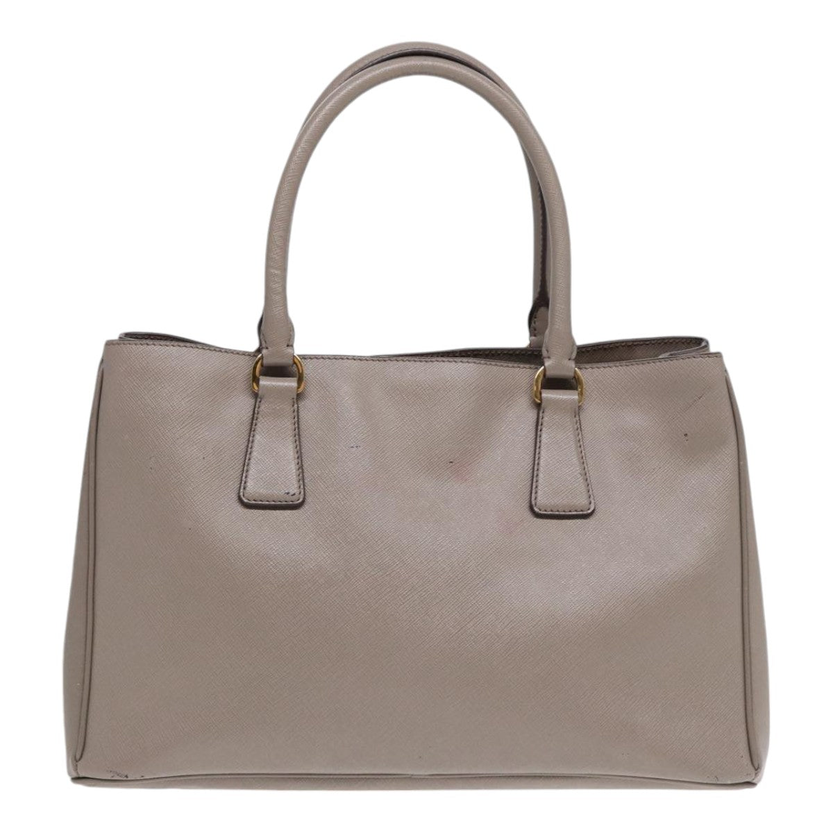 PRADA Hand Bag Safiano leather Gray Gold Auth
