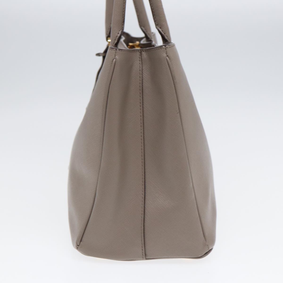 PRADA Hand Bag Safiano leather Gray Gold Auth