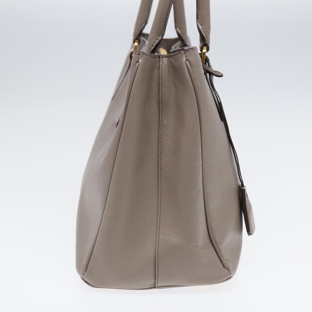 PRADA Hand Bag Safiano leather Gray Gold Auth