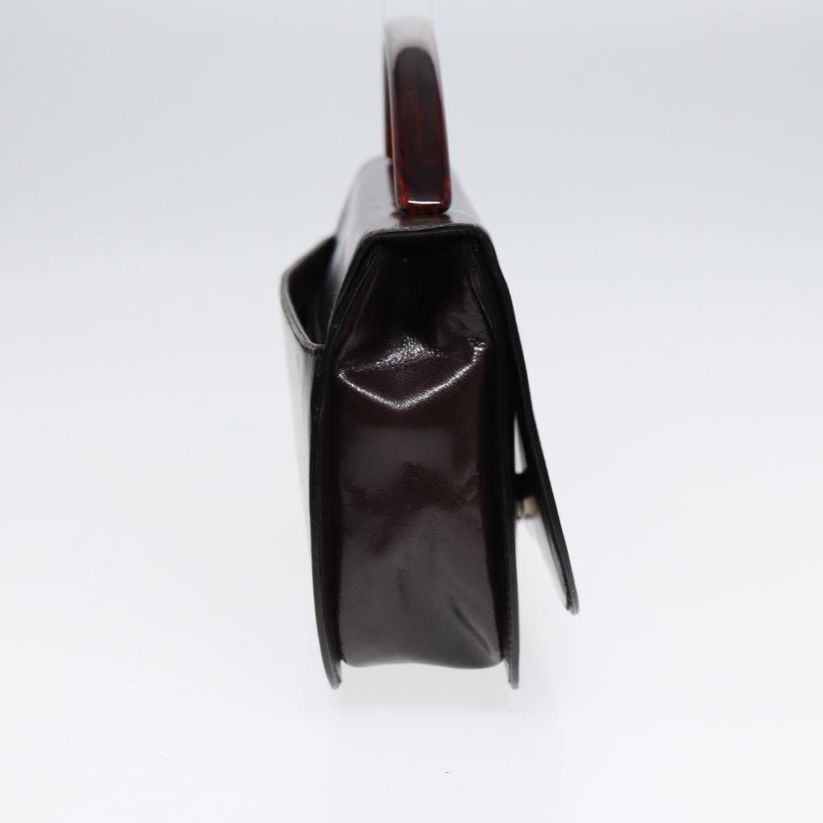 PRADA Hand Bag Leather Silver Brown Auth