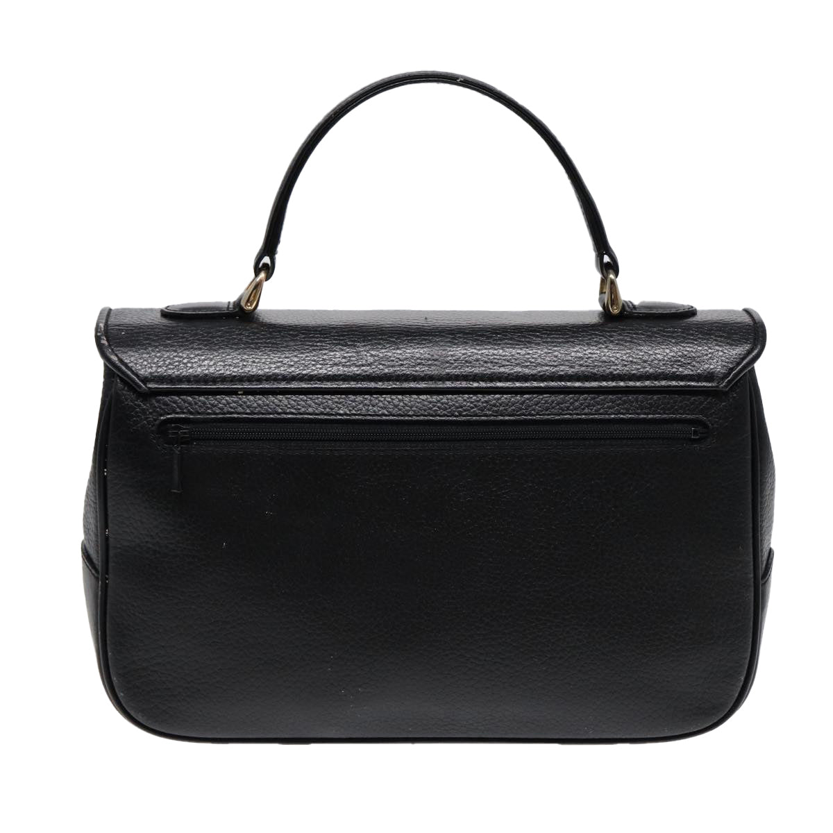 Burberry Hand Bag Leather Black Gold Auth ep5473