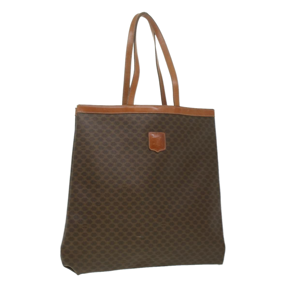 Luxury CELINE Macadam Canvas Tote Bag PVC Leather Brown ep712