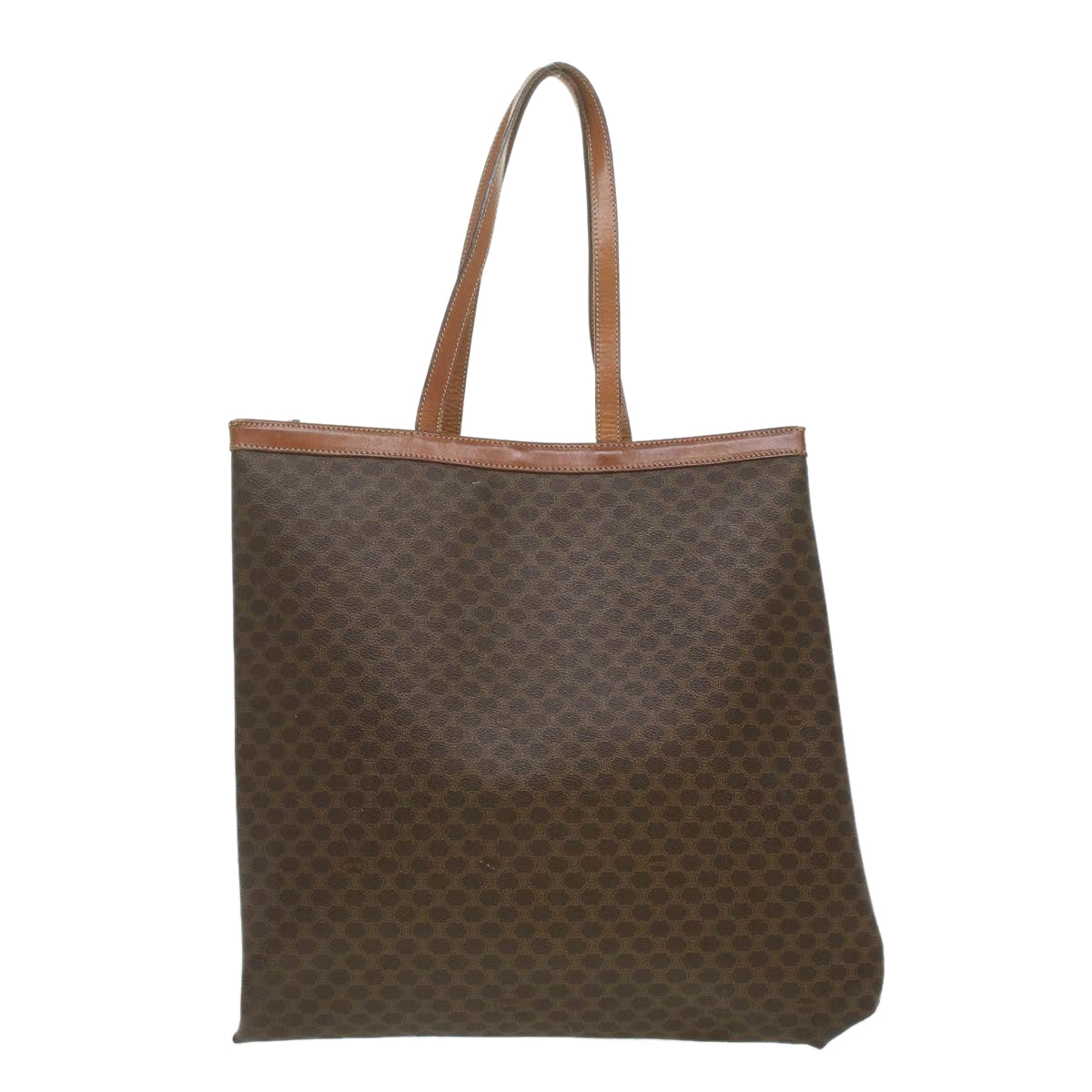 Luxury CELINE Macadam Canvas Tote Bag PVC Leather Brown ep712