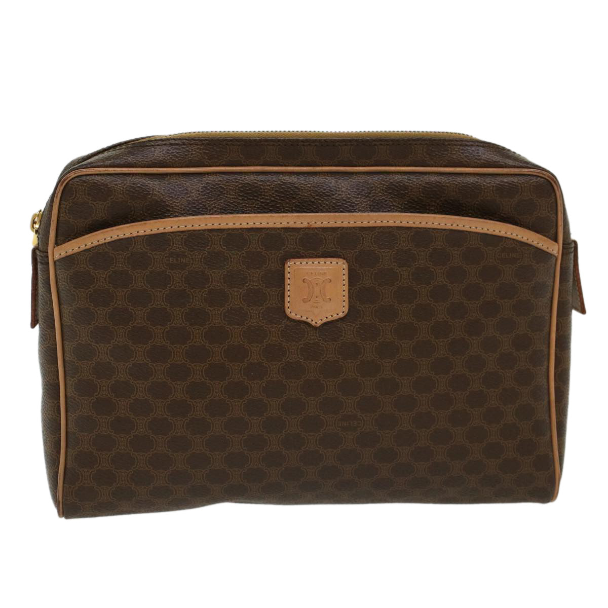 Luxury CELINE Macadam Canvas Clutch Bag PVC Leather Brown ep963