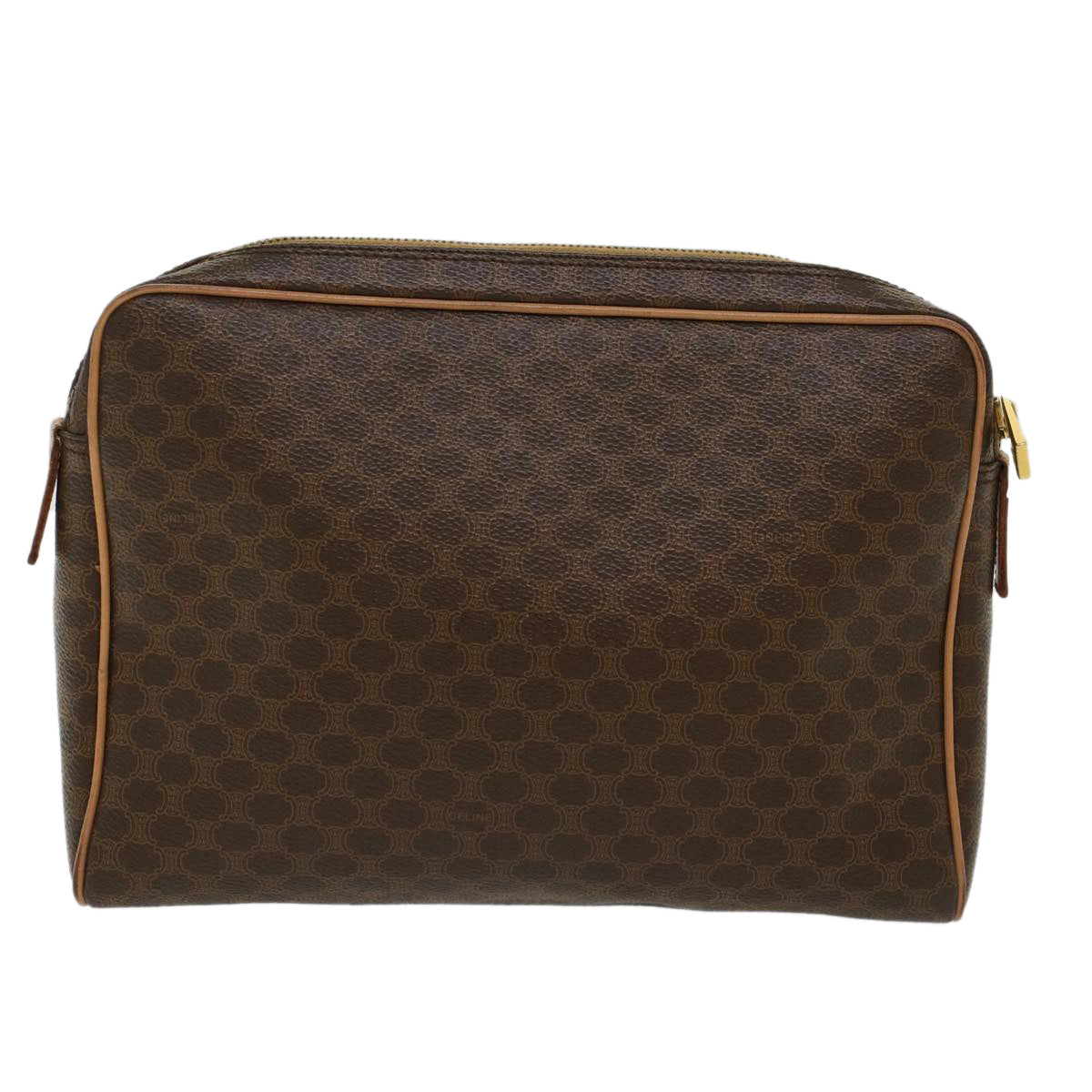Luxury CELINE Macadam Canvas Clutch Bag PVC Leather Brown ep963