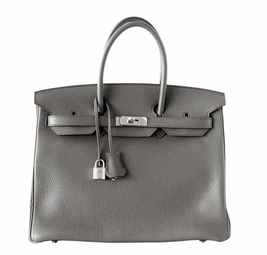 HermesBirkin 35 Etain Clemence Bag