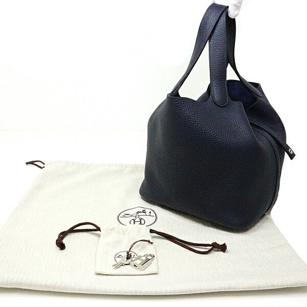 HERMES Handbag Taurillon Clemence Bruny Pico Tan Lock MM