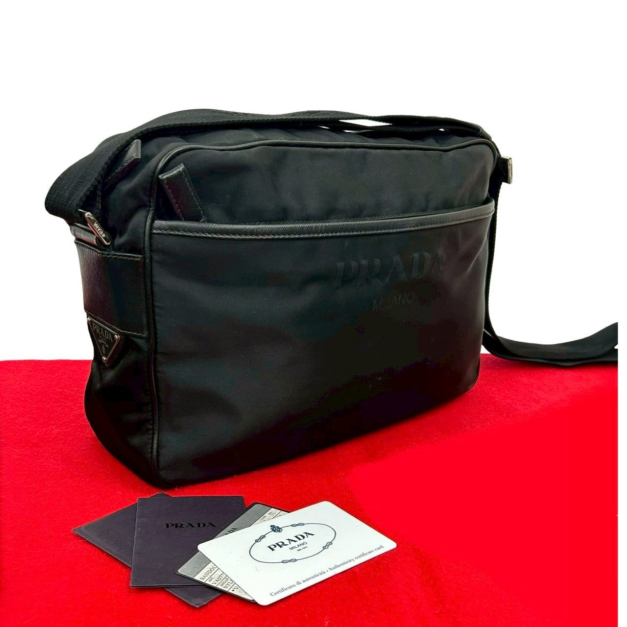 Prada Nylon Saffiano Leather Mini Shoulder Bag