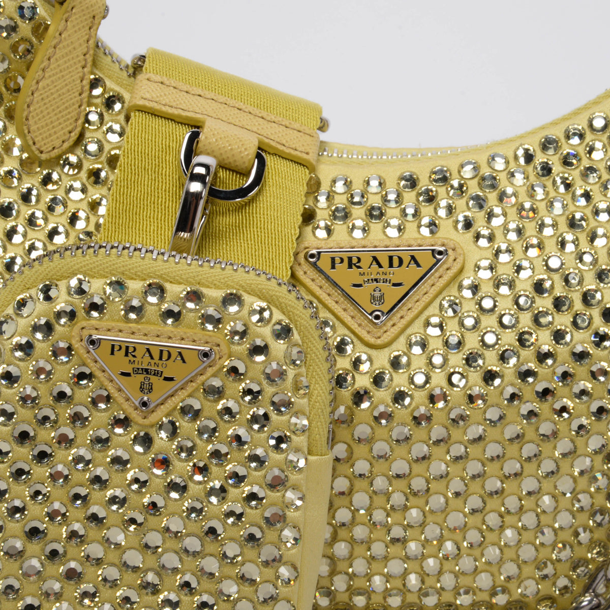 Prada Banana Satin & Crystal Re-Edition Bag