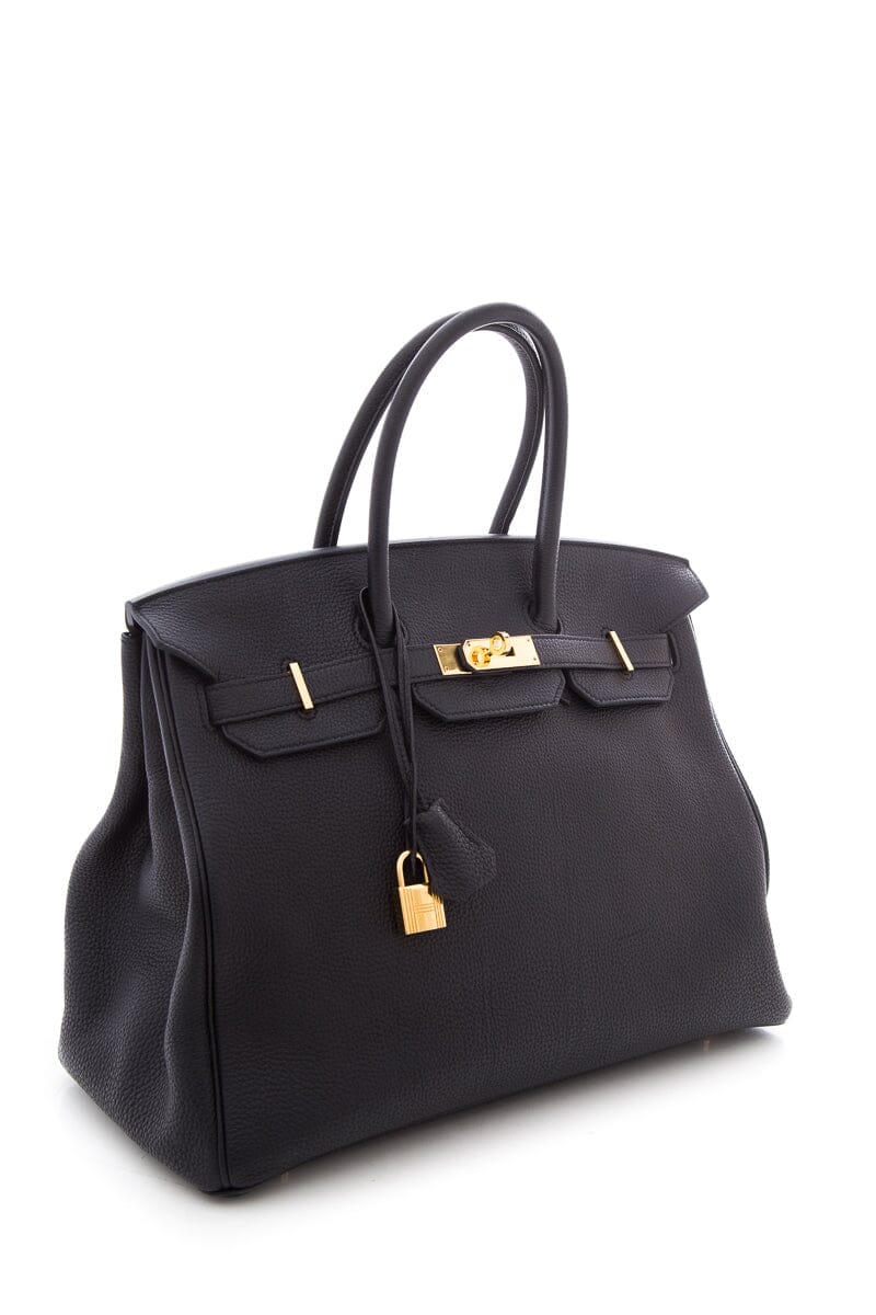 Hermes2018 Noir Clemence 35cm Birkin Handbag W/ Gold HW