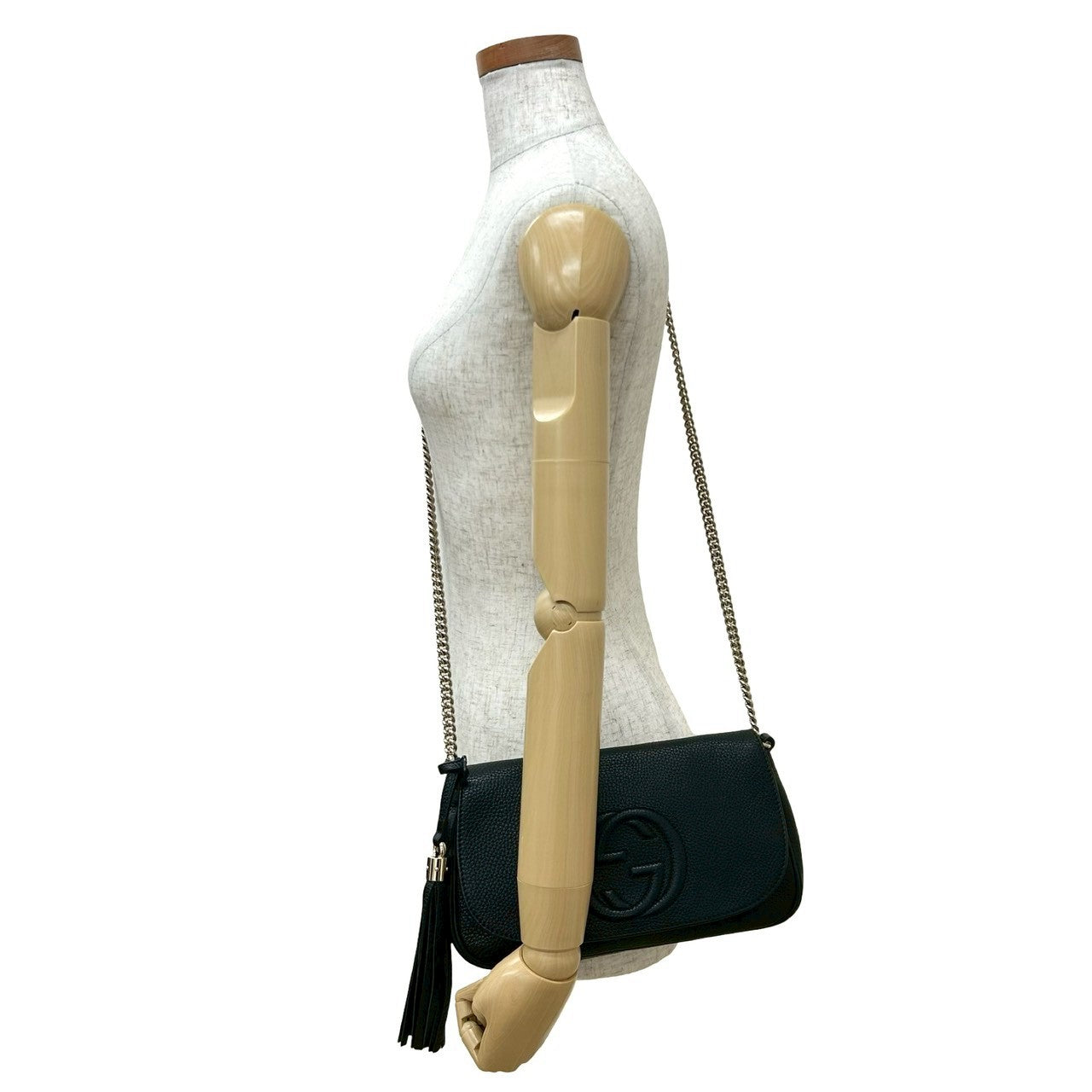 Gucci Soho GG Logo Embossed Leather Shoulder Bag
