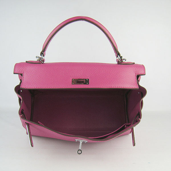 Luxury Hermes Kelly 32cm Togo leather handbag 6108 peach silver