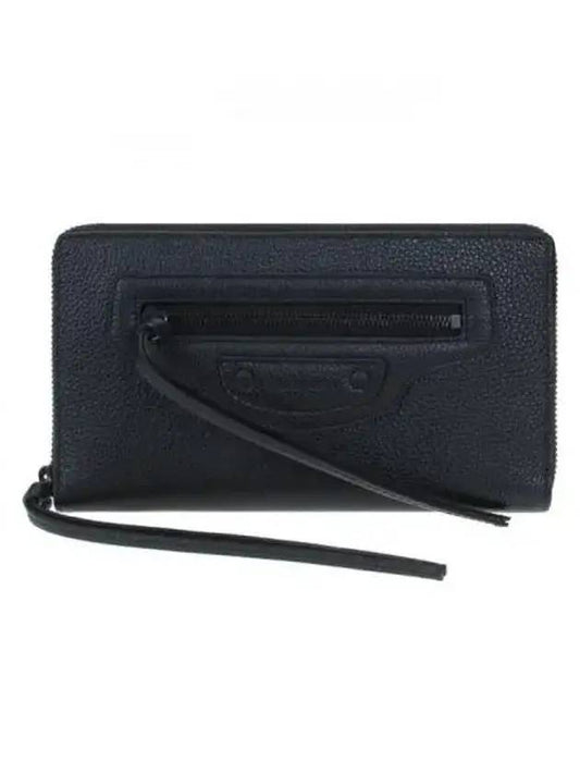 Luxury Balenciaga Trending 2026 Neo Classic Zipper Long Wallet Black