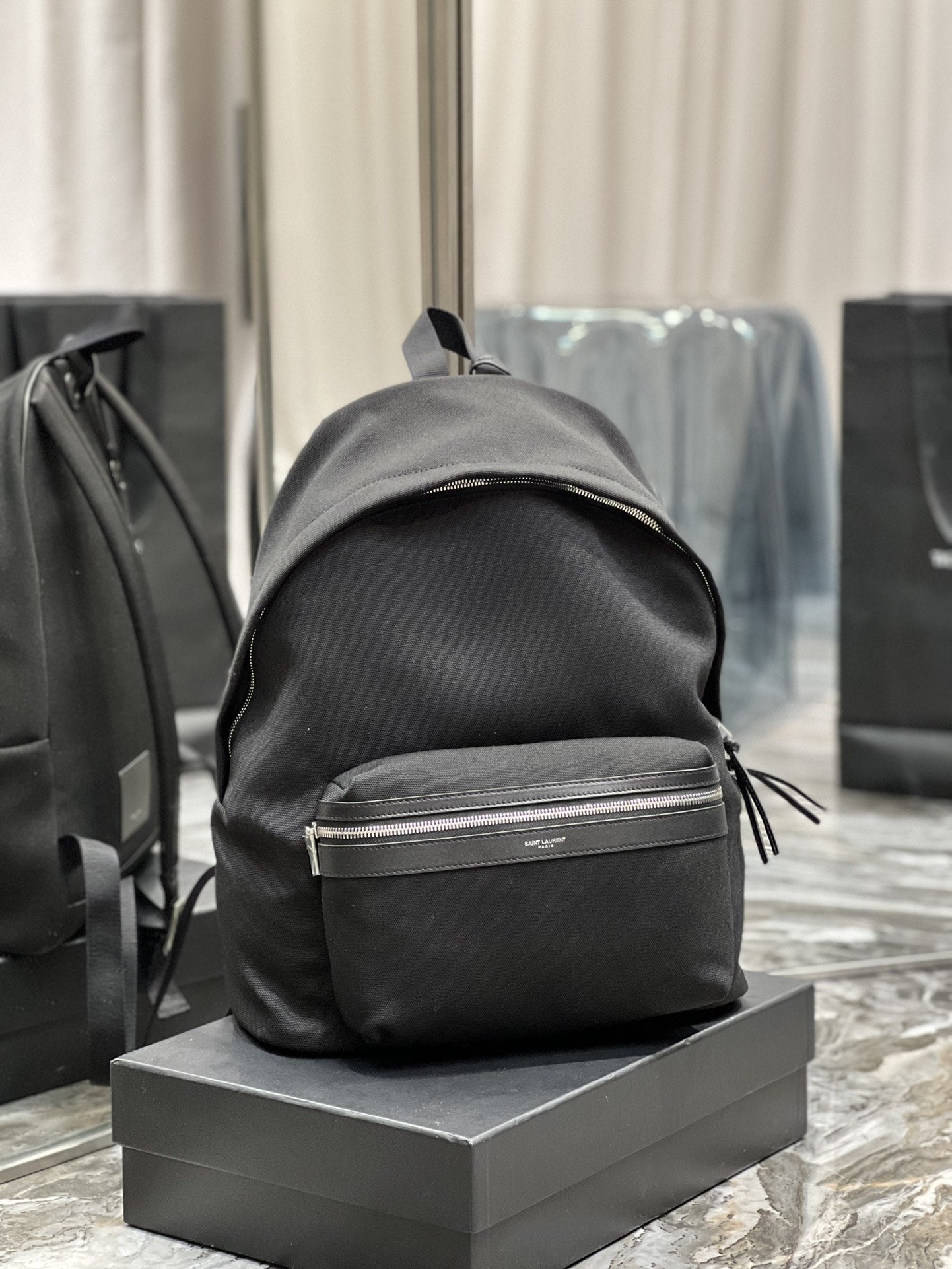 Yves Saint Laurent City Backpack In Canvas Unisex / Black