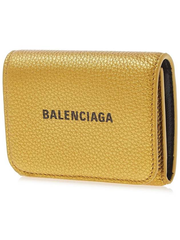 Luxury Balenciaga Trending 2026 Logo Print Tri-Fold Half Wallet Gold