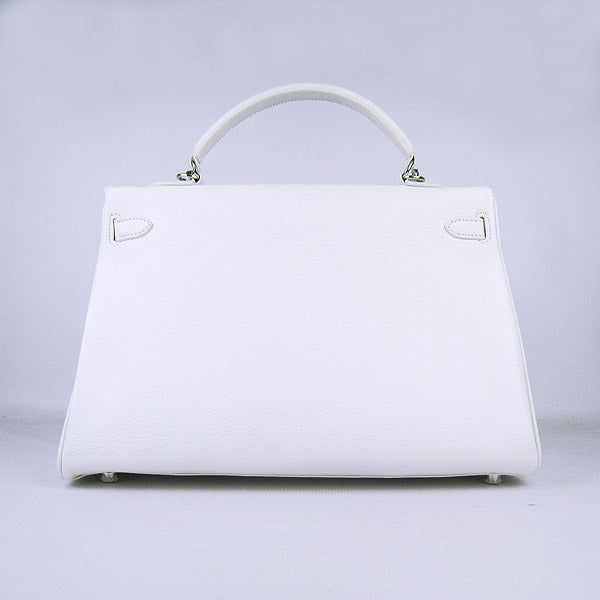 Luxury Hermes Kelly 35cm Togo Leather Handbag White/Silver
