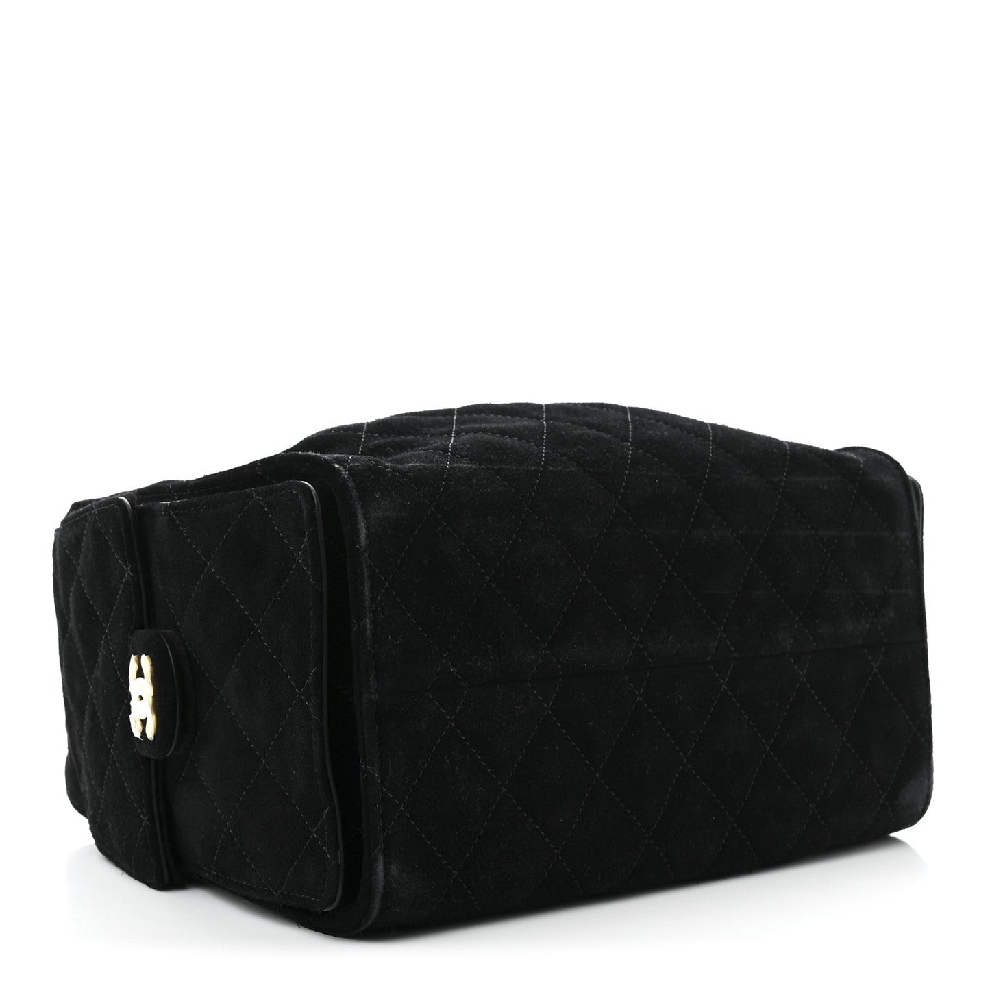 Suede Quilted Small Chanel 25 Handbag Black