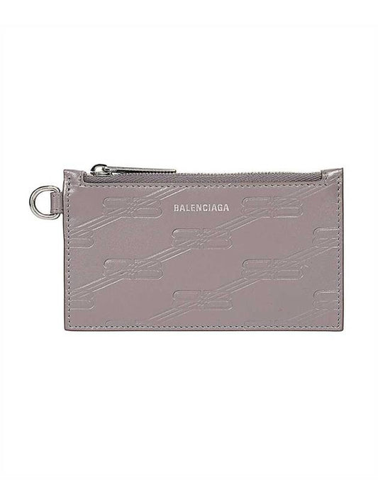 Luxury Balenciaga Trending 2026 BB Monogram Case On Keyring Card Wallet Grey