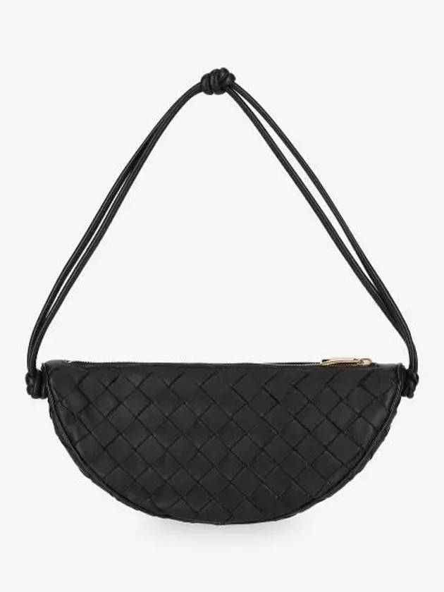 Luxury Bottega Veneta Intrecciato Half Moon Shoulder Bag Black
