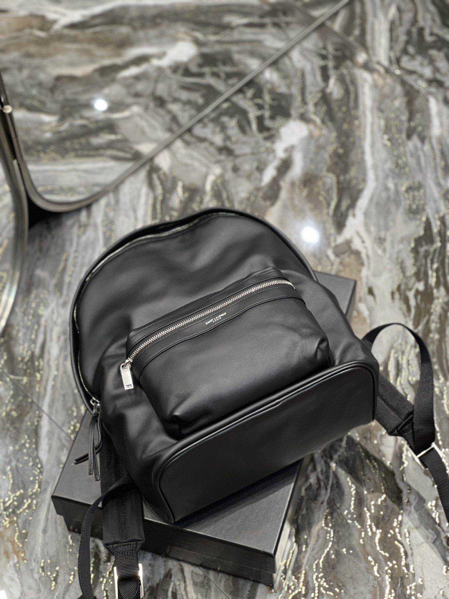 Yves Saint Laurent City Backpack In Unisex.8in/ Black