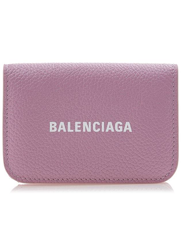 Luxury Balenciaga Trending 2026 Logo Tripold Leather Half-Wallet Pink