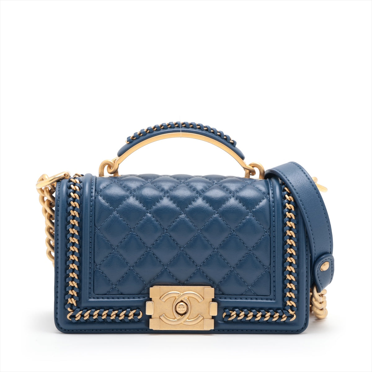 Chanel Boy Chanel 20 Small Chain Leather Shoulder Bag Blue G A67085