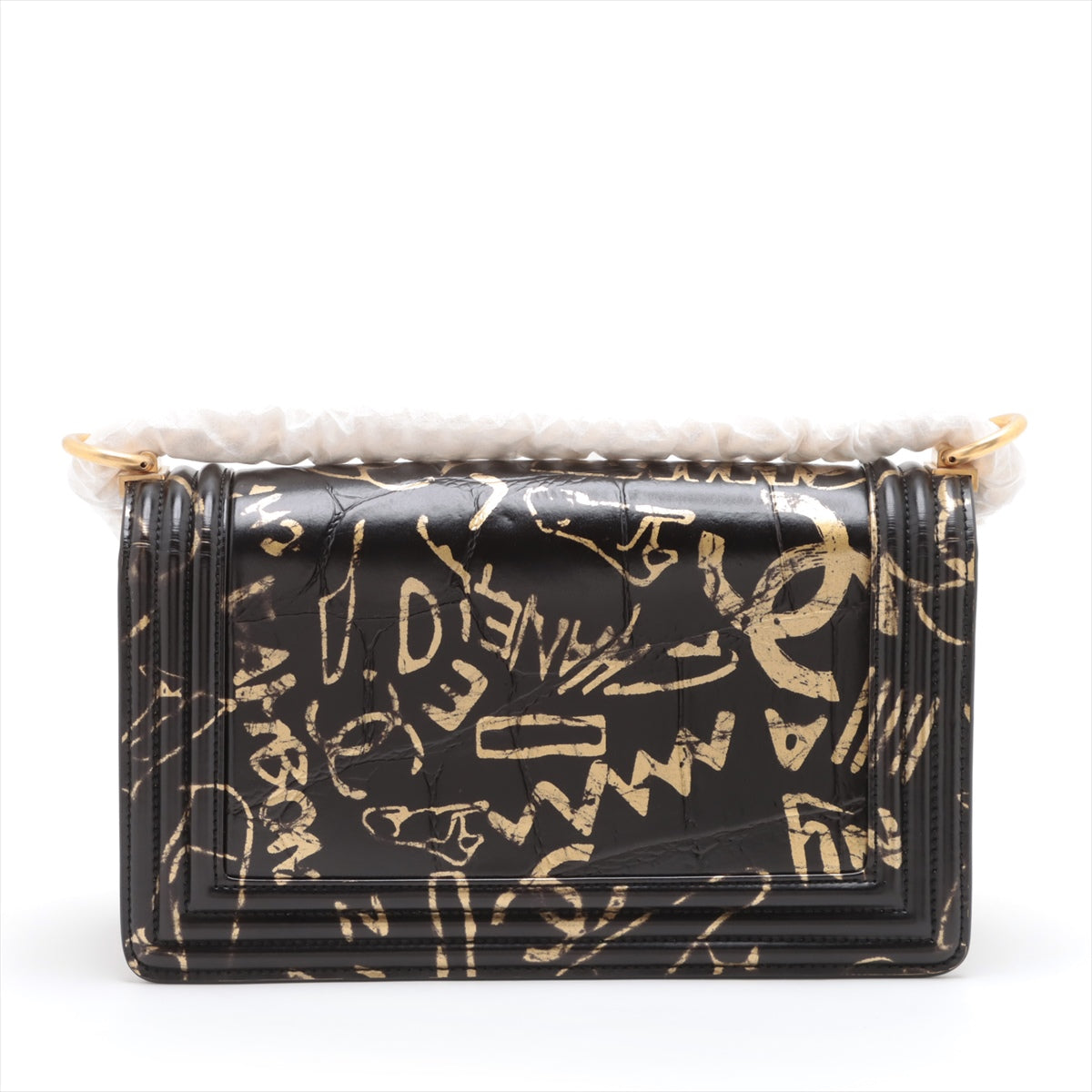 Chanel Boy Chanel 25 Crocodile Press Chain Shoulder Bag Black G 28th