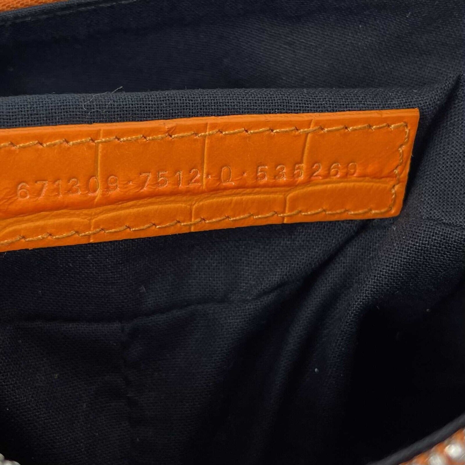 BALENCIAGA Orange Le Cagole XS Shoulder Bag Crocodile Embossed Studded Crossbody