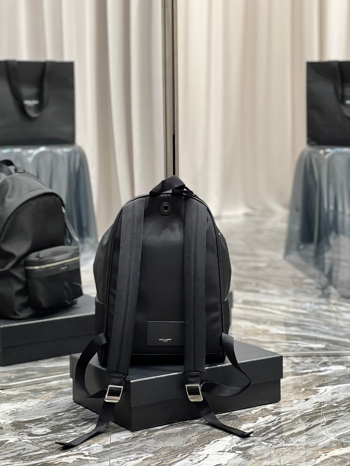 Yves Saint Laurent City Backpack In Canvas Unisex.8in/ Black