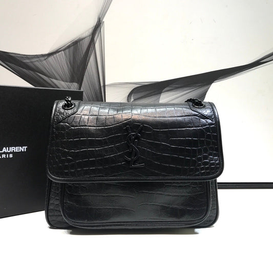 Yves Saint Laurent Niki Medium Chain BagIn-Embossed Black