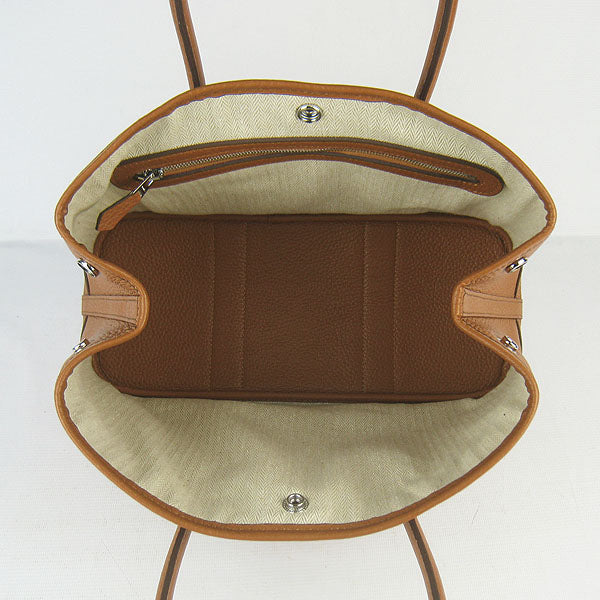 Luxury Hermes Garden Party Handbag Light Coffee