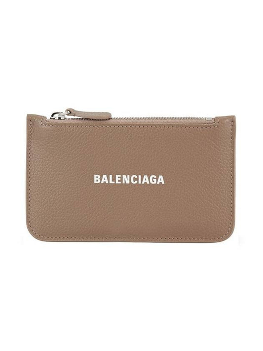 Luxury Balenciaga Trending 2026 Logo Zipper Long Card Wallet Brown