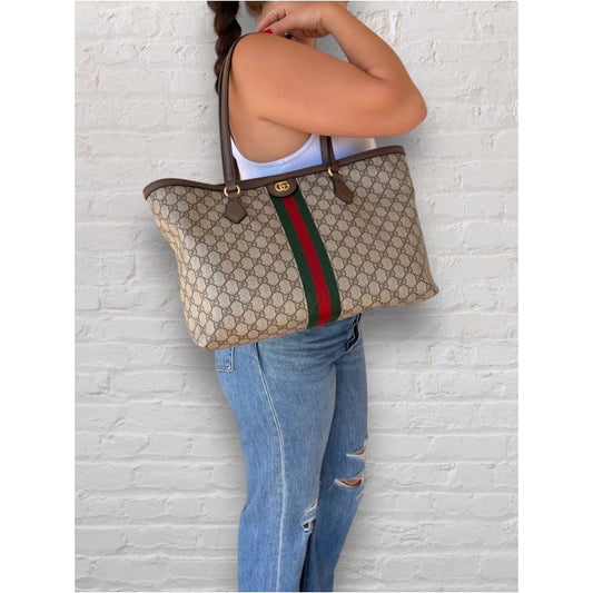 Gucci Leather Canvas Tote