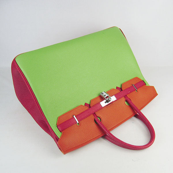 Hermes Birkin 35cm Togo Leather Handbags 6099 Red/ Orange/ Green S