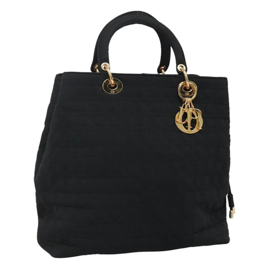 Christian Dior Lady Dior Bag Nylon Black Nylon Handbag  