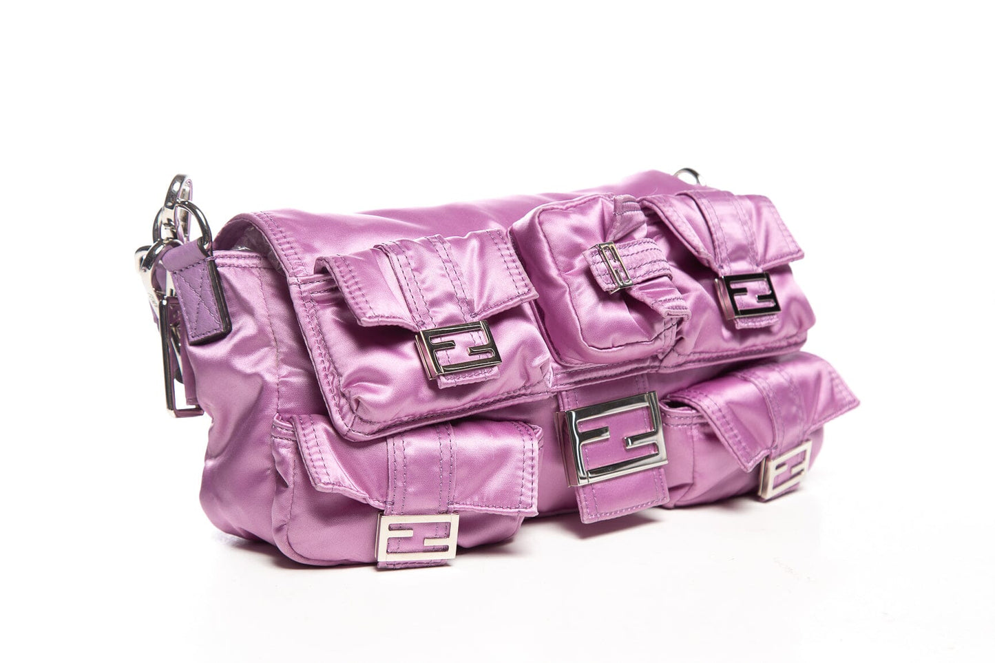 Fendi 2022 Purple Nylon Multi Pocket Baguette
