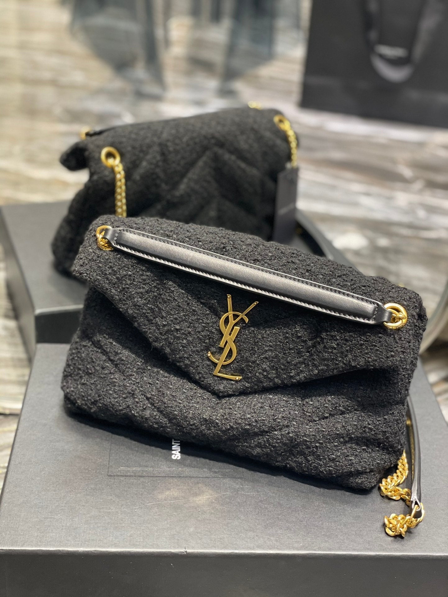Yves Saint Laurent Puffer Small Chain Bag Black