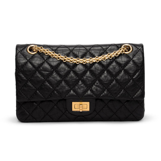 Chanel Black Distressed Calfskin 2.55 Reissue 225 Flap Bag
