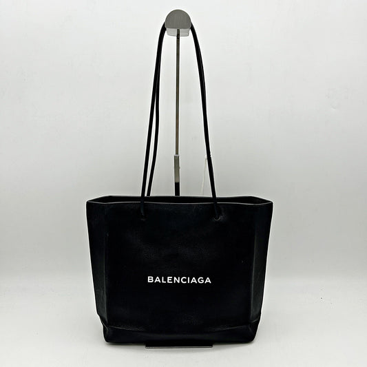 BALENCIAGA Calfskin Logo Small Shopping Black LA39923