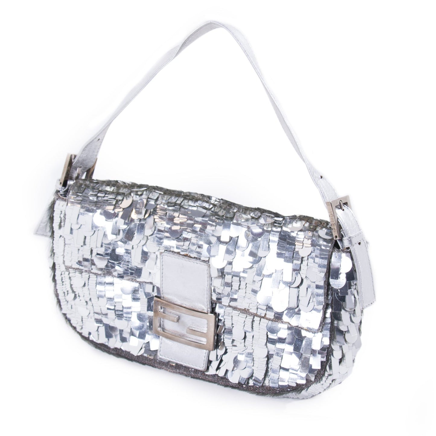 Fendi Silver Sequin Baguette