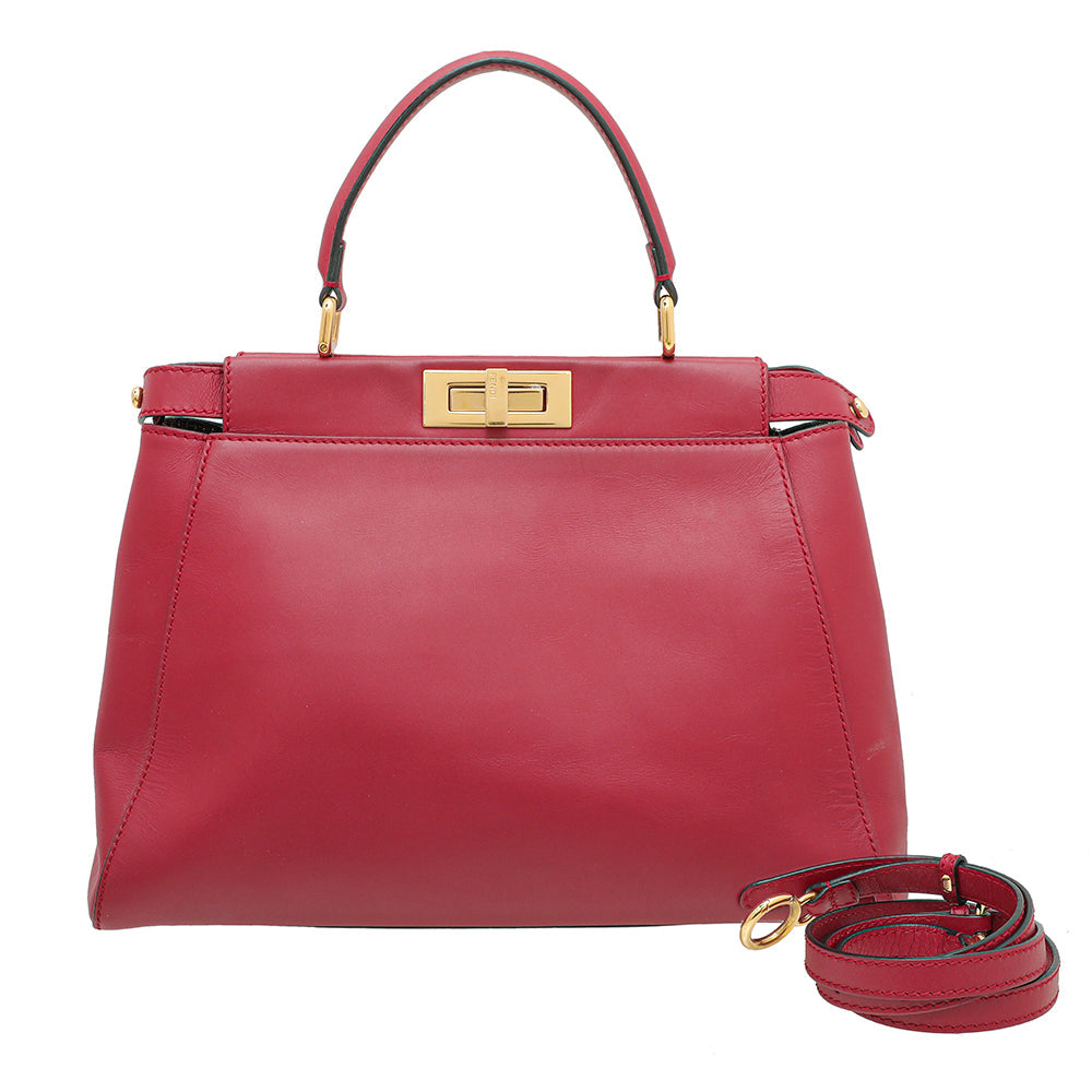 Fendi Red Iconic Peekaboo Regular Bag