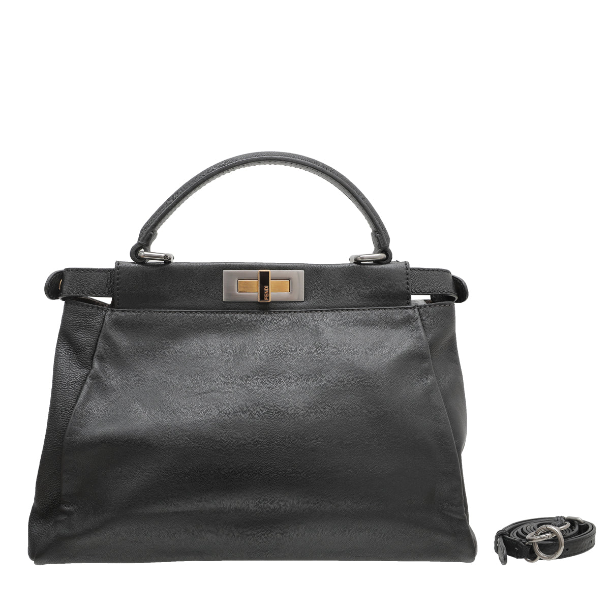 Fendi Black Iconic Peekaboo Zucca Lined Bag