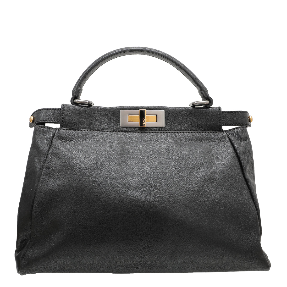 Fendi Black Iconic Peekaboo Zucca Lined Bag