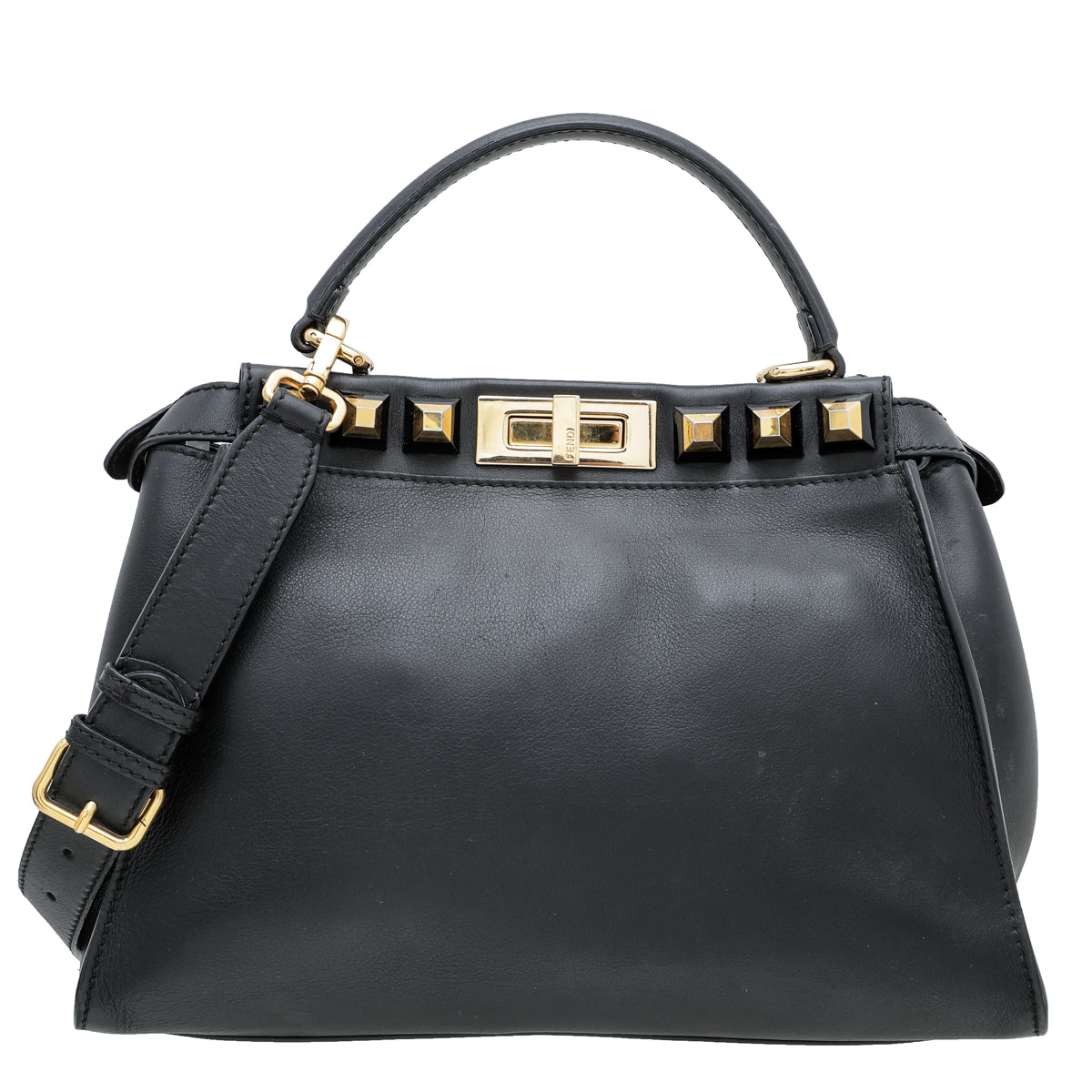 Fendi Black Peekaboo Gold Edition Studs Bag