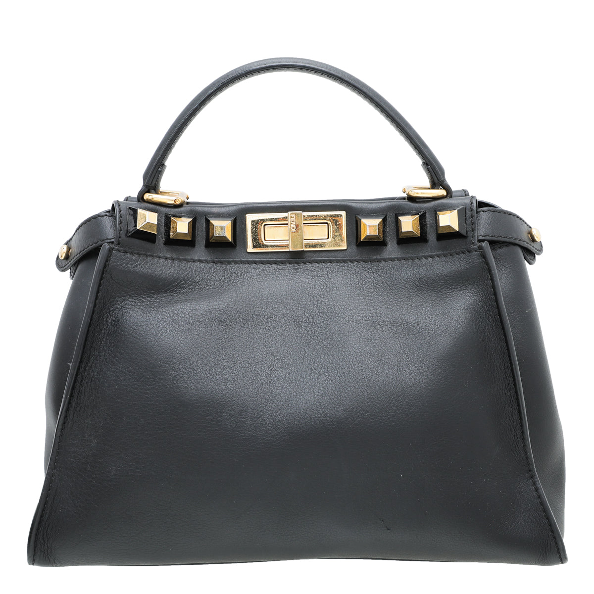 Fendi Black Peekaboo Gold Edition Studs Bag