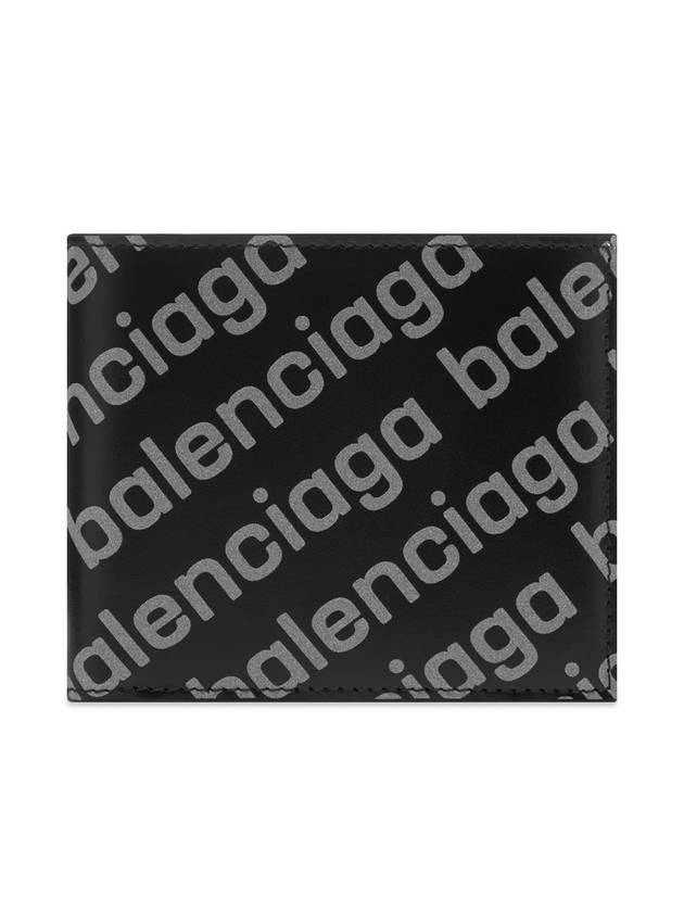 Luxury Balenciaga Trending 2026 Reflected Logo Half Wallet Black