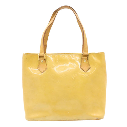 LOUIS VUITTON Monogram Vernis Houston Hand Bag Beige M91004 LV Auth fm1010