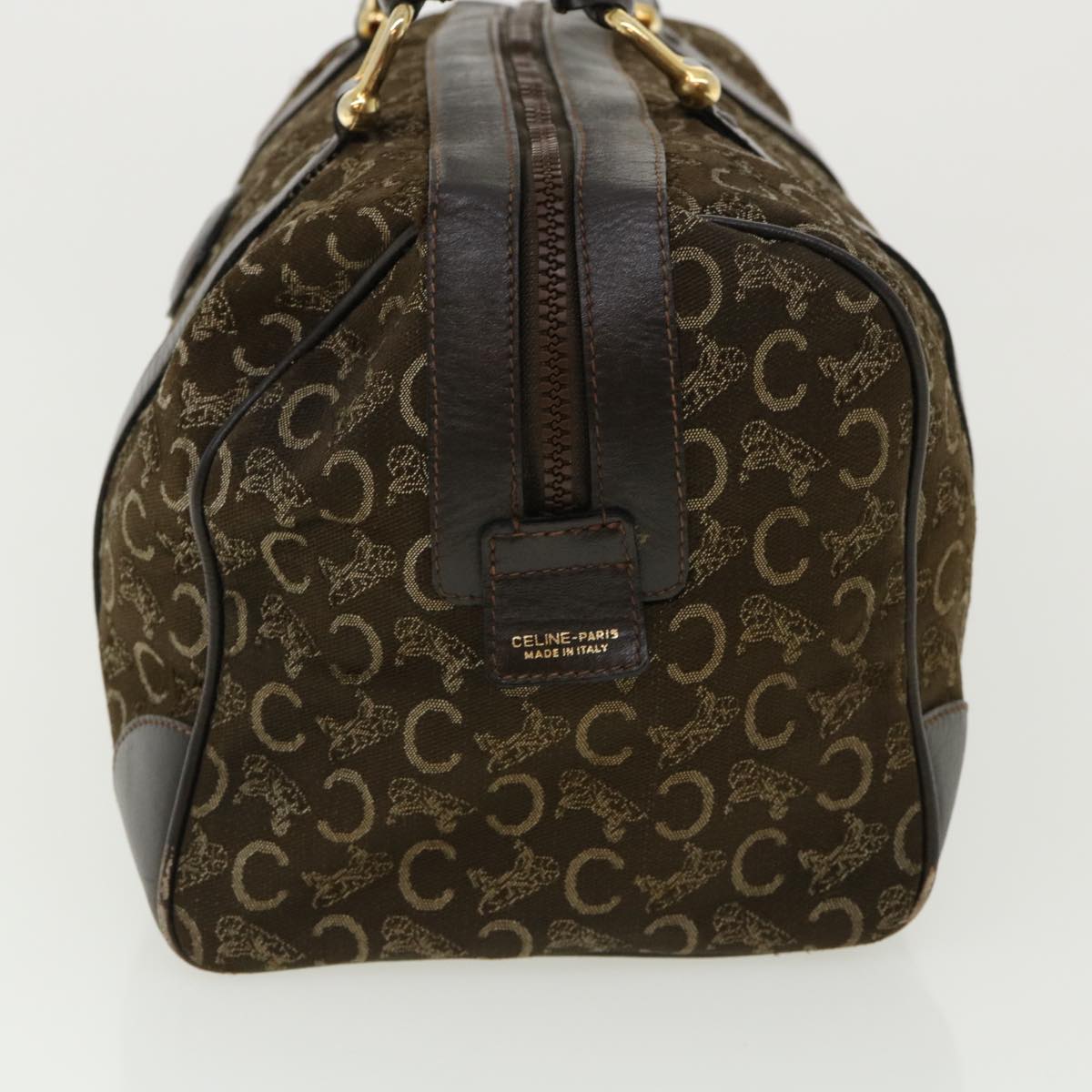 Luxury CELINE Macadam Canvas Hand Bag PVC Leather Brown fm1746
