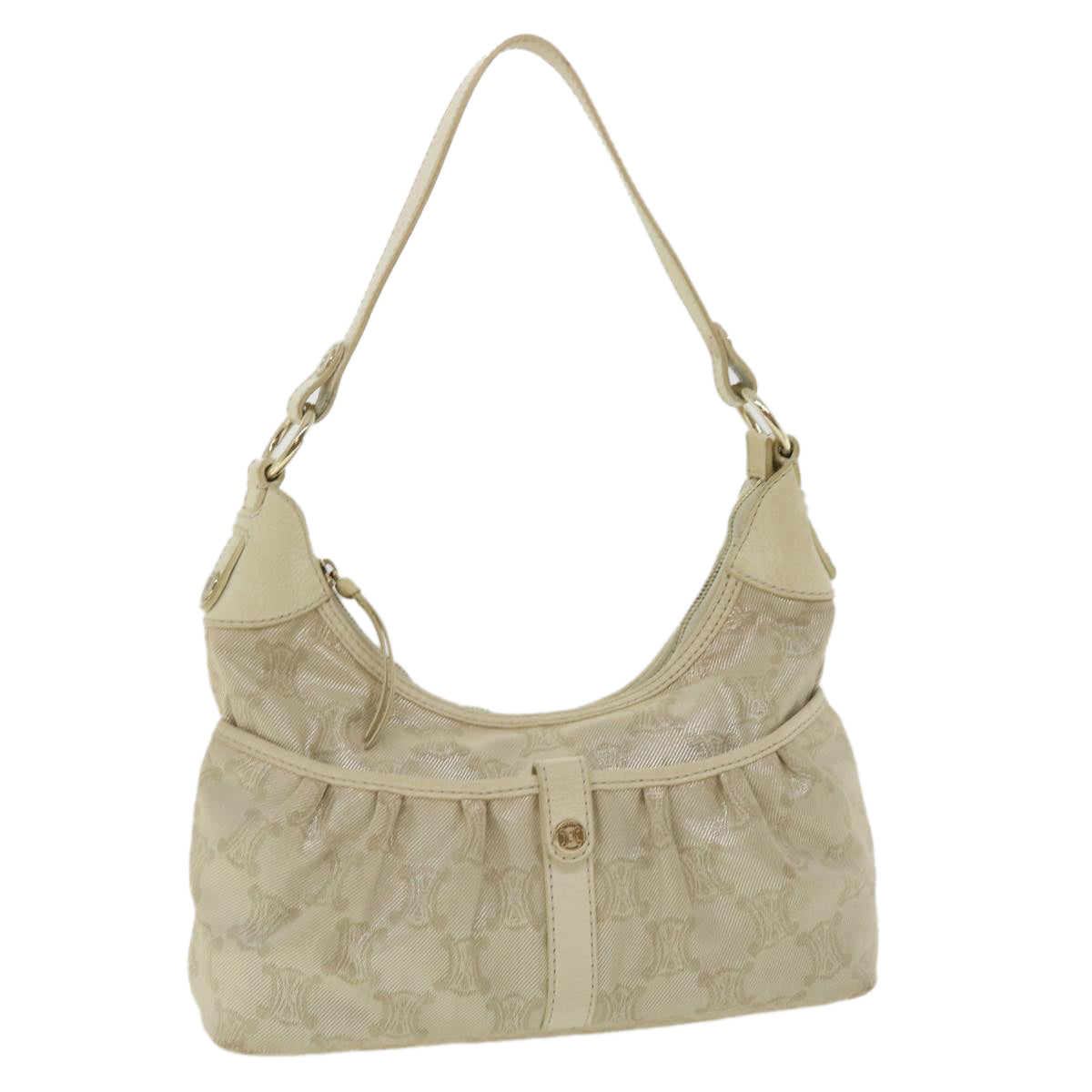 Luxury CELINE Macadam Canvas Shoulder Bag Beige fm1927