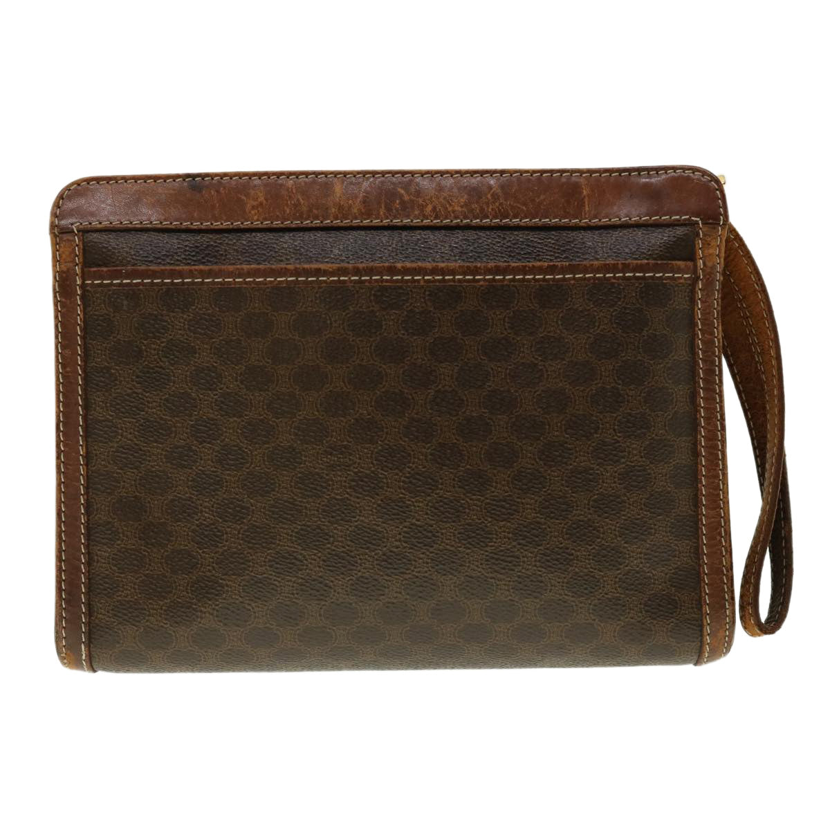 Luxury CELINE Macadam Canvas Clutch Bag PVC Leather 2Set Brown fm2235
